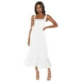 thumbnail image 2 of Womens Ruffle Square Neck Split Summer Dress Wedding Party Bridesmaid Night Out Dresses Cream White L, 2 of 8