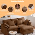 thumbnail image 6 of PARKWELL 87" Sectional Sofa,Modular Deep Seat Sofa Couch with Ottoman,Comfy Upholstered Sleeper Couch for Living Room, Apartment, Office, Brown, 6 of 7