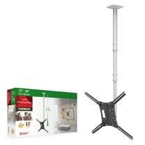 Barkan Long White TV Ceiling Mount, 13 - 75 inch Full Motion Patented Flat / Curved Screen Bracket, Holds up to 95lbs, Extremely Extendable 63" long, Fits LED OLED LCD