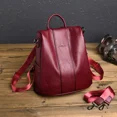 thumbnail image 2 of Mochila antirrobo de piel suave de alta calidad para mujer, morral escolar vintage para viajes al aire libre, mochila para libros, 2 of 5