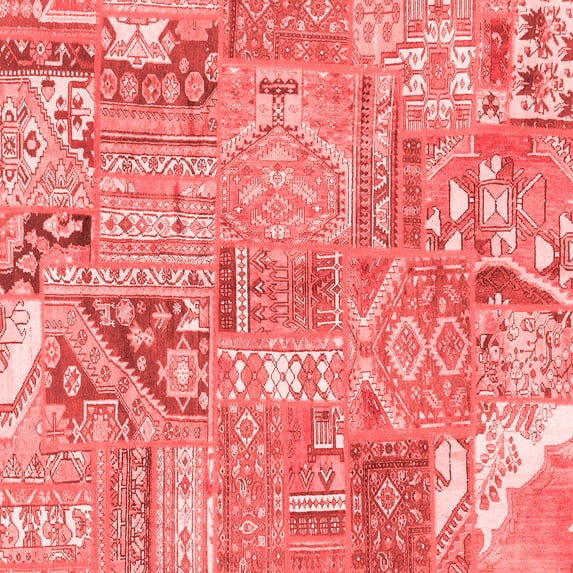 Ahgly Company Machine Washable Indoor Square Patchwork Red Transitional Area Rugs, 6' Square
