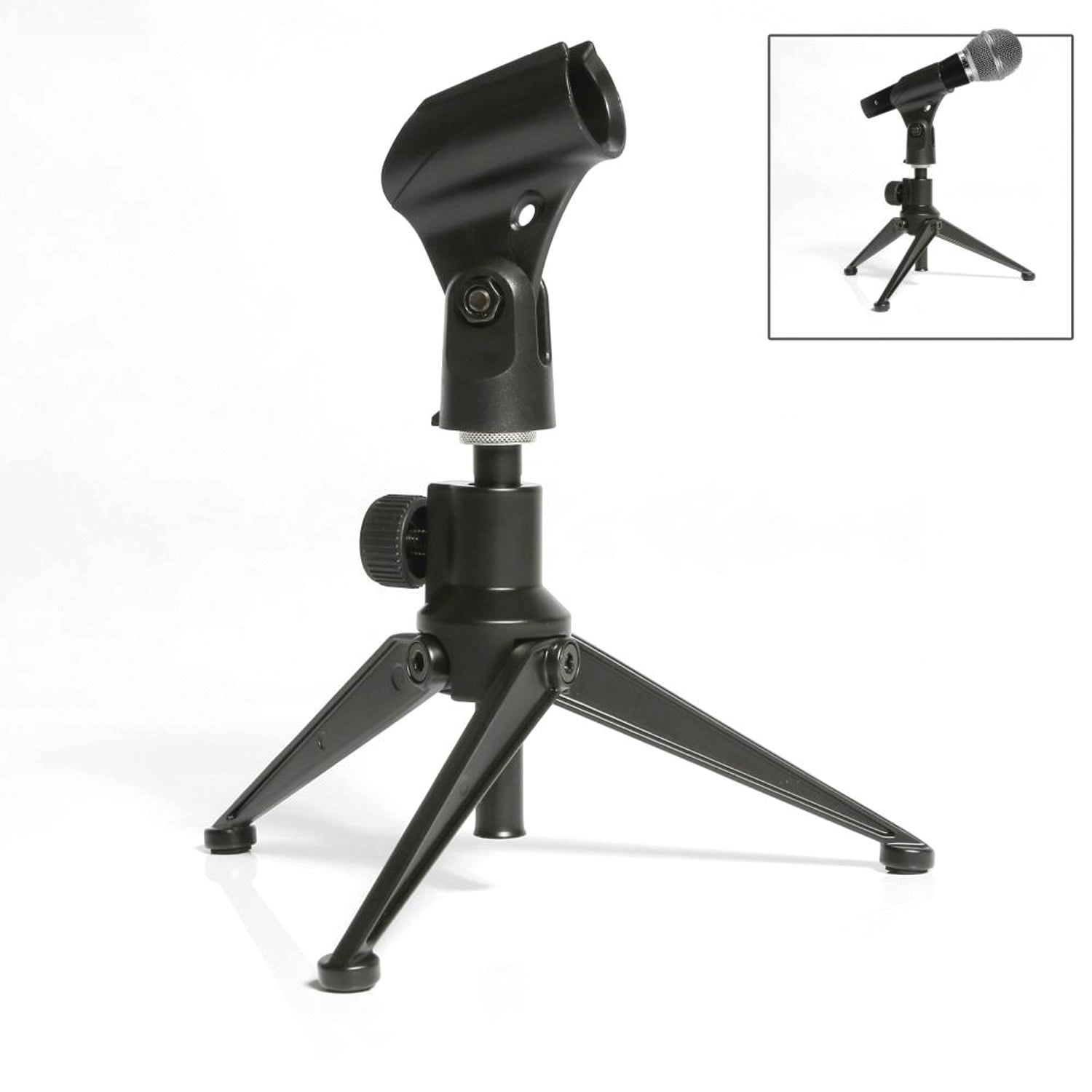 Pyle Desktop Tripod Microphone Stand - Adjustable Height 4.7'' to 8.7'' Inch High W/ Clutch Support