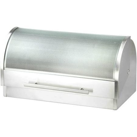 Home Basics Bread Box, Stainless Steel and Glass
