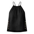 thumbnail image 3 of WRFWUL Women's Cotton Linen Tank Tops Halter Neck Soild Color Side Buttoned Sleeveless Shirts Summer Beach Vacation T-Shirt, 3 of 7