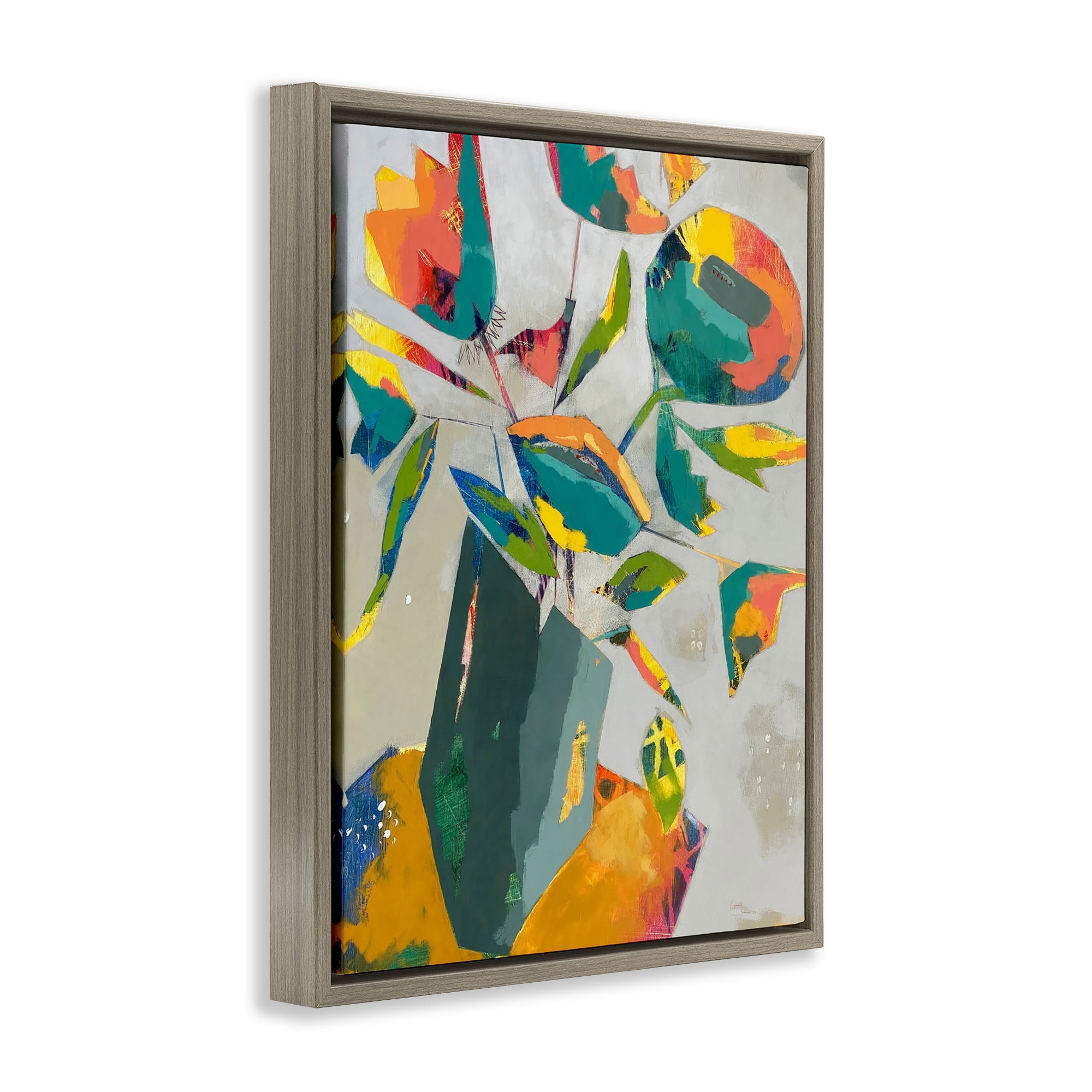 Mischief & Merrymaking Abstraction Brown Framed Floater Canvas Wall Art, design by Dianna Fritzler