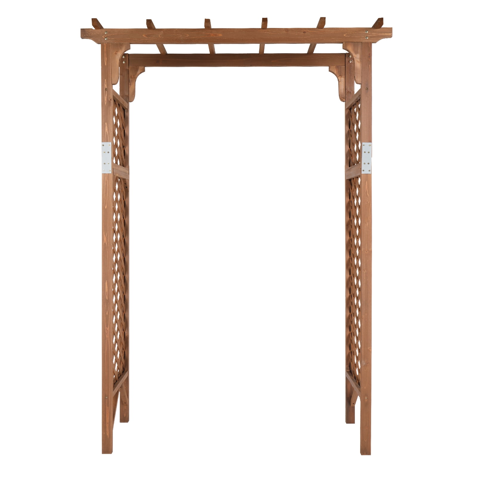 Ktaxon 5ft Wooden Garden Arch - Flat Top Trellis for Climbing Plants, Wedding, Backyard, Dark Brown