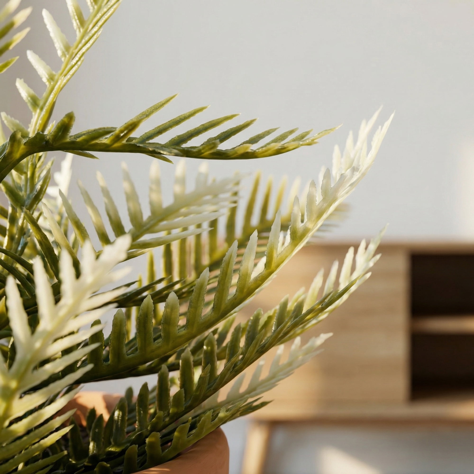 Unique Bargains Artificial Sago Palm Plant in Ceramic Pot Green And White 6.3"