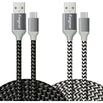 Fasgear USB to USB C Cable 10ft/3m,2 Pack Long Type C Cable Nylon Braided Fast Charging Compatible with Galaxy Note 8 9 S8/S9/S10/S10 , LG V20/G6 and More (Black,White)