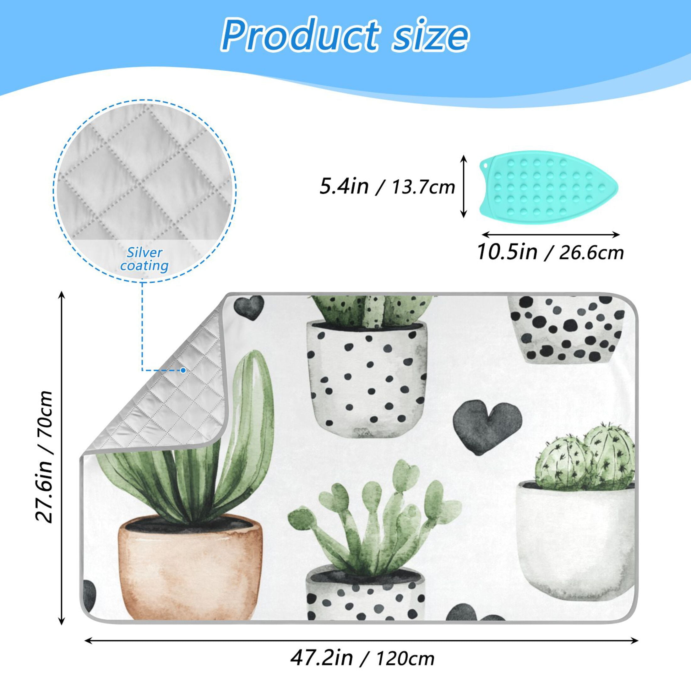 Cactus Watercolor Print Ironing Mat Blanket for Table Top Travel Portable Ironing Board Pad 47.2x27.6 Inch