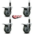 thumbnail image 2 of 4 Inch Gray Poly Swivel 1 Inch Expanding Stem Caster Set Total Lock Brake, 2 of 2