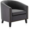 thumbnail image 6 of BELLEZE Modern Tub Barrel Linen Accent Chair - Kyara (Gray), 6 of 7