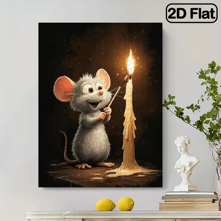 500pcs Large Adult Jigsaw Puzzle Suitable for for Family Friends, 20.5x15" Mouse Design with Candlelit Picture, Portable Brain Gift for Adults, Relax Challenge for Christmas, Game (Candlelight The
