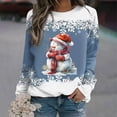 thumbnail image 2 of Rbaofujie Chandails d'Automne pour Femmes Noël Mode Décontractée Imprimé Col Rond Manches Longues Amples Blouse Chandails en Molleton Bleus Chandails à Capuchon pour Femmes, 2 of 3
