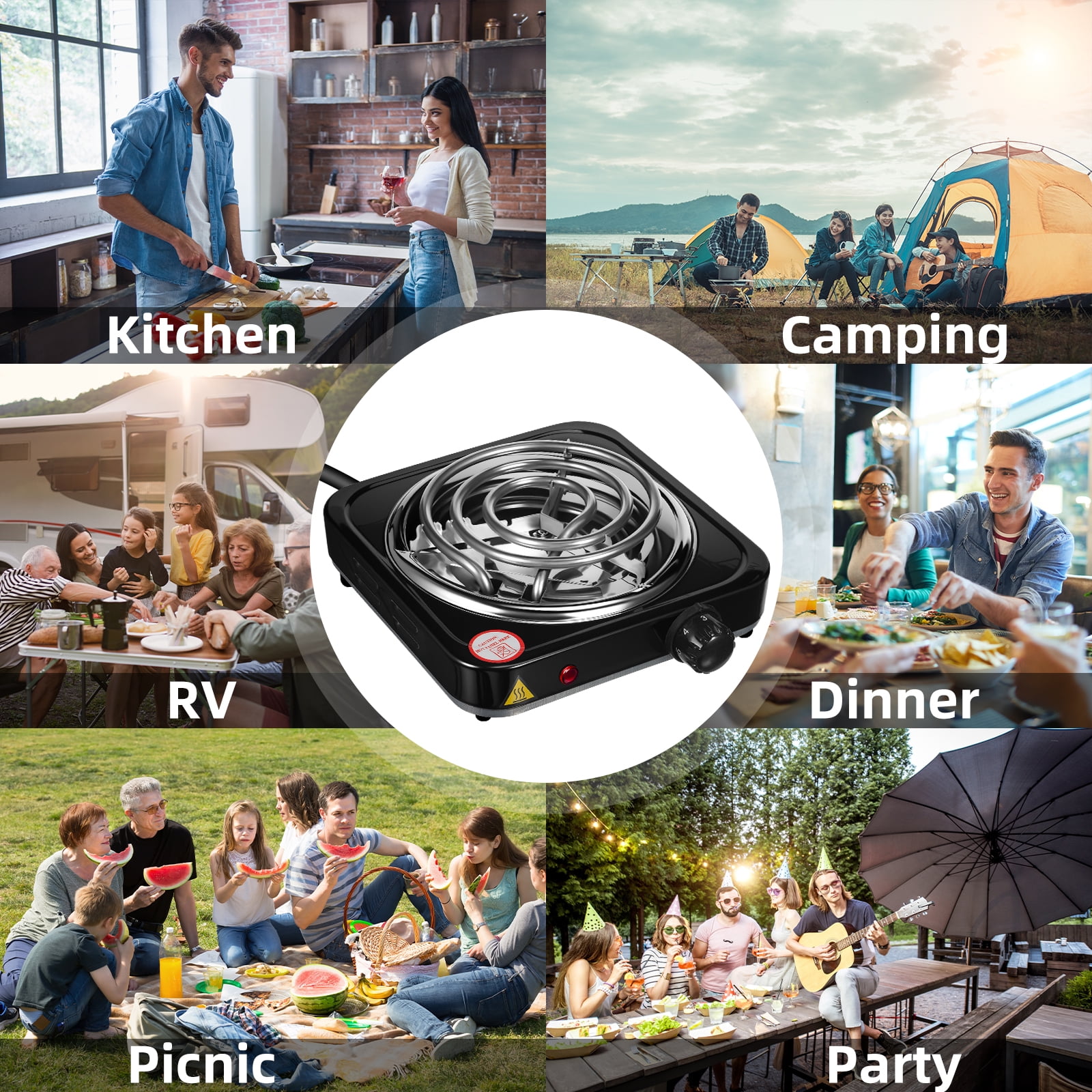 1 Burner Electric Portable Camping Stove,Single Burner,1000W 110V