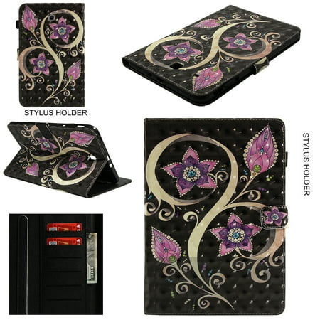 Galaxy Tab E 9.6" Tablet Case,Samsung Galaxy Tab E 9.6-inch SM-T560/T561 Cover (NOT for SM-T560NU),Allytech Bling Pattern PU Leather Bookstyle Folio Case with Kickstand Card Holder,Peacock Flower