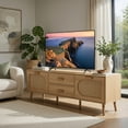 thumbnail image 5 of Demi Bonn Rattan TV Stand for 65" TVs, Entertainment Center with Drawers and Solid Wood Legs, Modern Media TV Console Table for Living Room Bedroom, Beige, 5 of 7