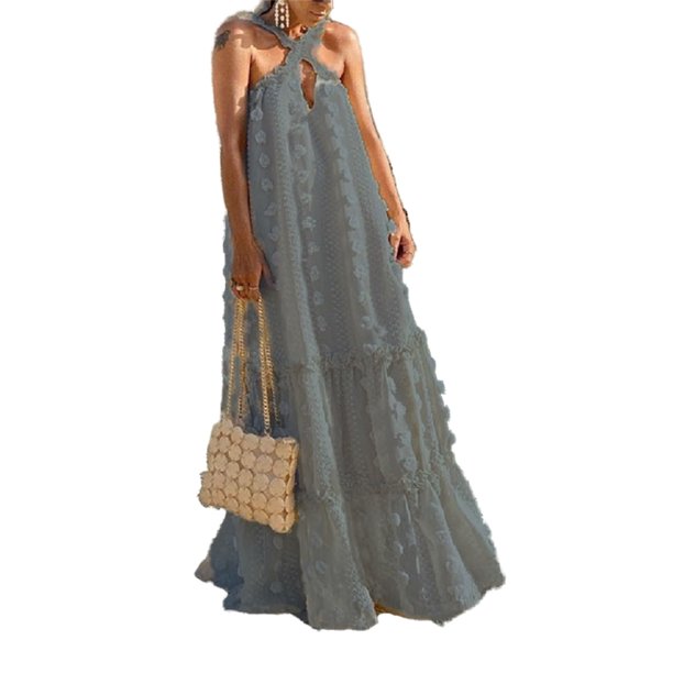 Txlixc Vestido de mujer con tirantes largos y flores 3D sin mangas Txlixc moda