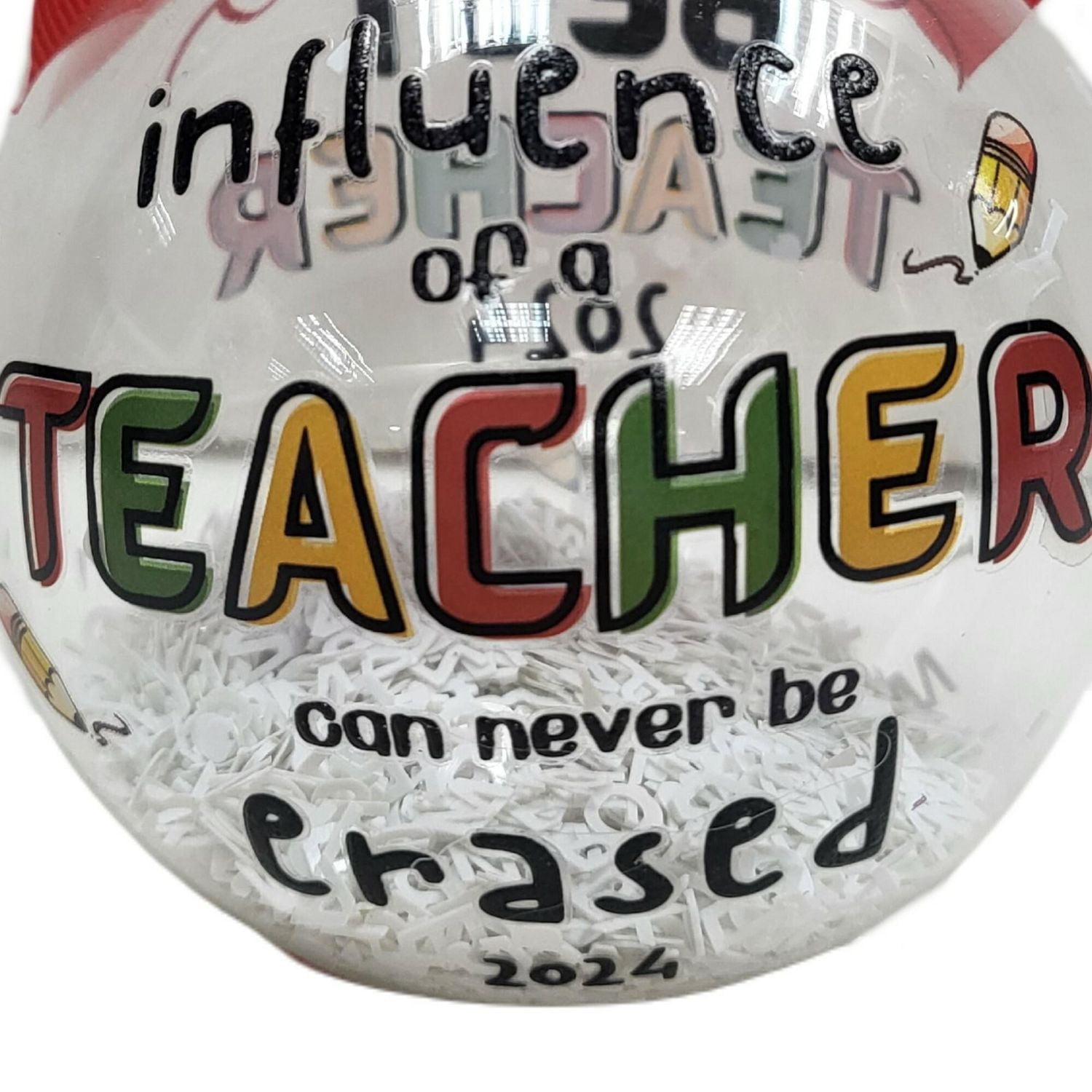 "Best Teacher" Collectible Christmas Glass Ball Ornament, 4 in, Holiday Time, "Best Teacher" Collectible Glass Ball Ornament
