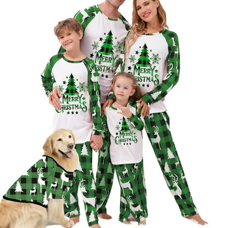 

Christmas Pajamas Family Matching Sets Christmastree Top Pants 2PCS Jammies for Baby Adults Kids Sleepwear Set