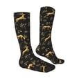 thumbnail image 3 of Picia Women Crew Soft Moisture-wicking Socks Christmas Gold Deers1 Pattern Design Cotton Socks, One Size fit All, 3 of 9
