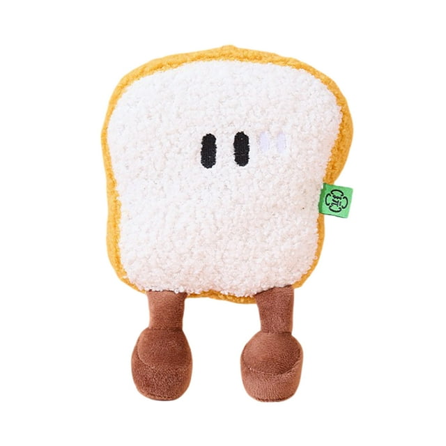 Squeaky Dog Toy Crinkle Sound Interactive Chew Play Soft Fabric Pet Toy For Dogs And Cats Breakfast Bread Design Boredom Daily