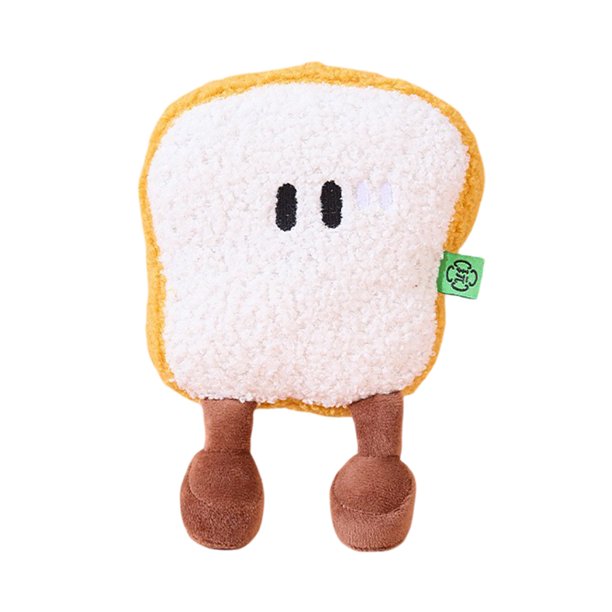 Juguete chirriante para perros con sonido crujiente Diseño de pan de desayuno Juguete interactivo masticable para perros y gatos Tejido suave para el aburrimiento y el juego diario