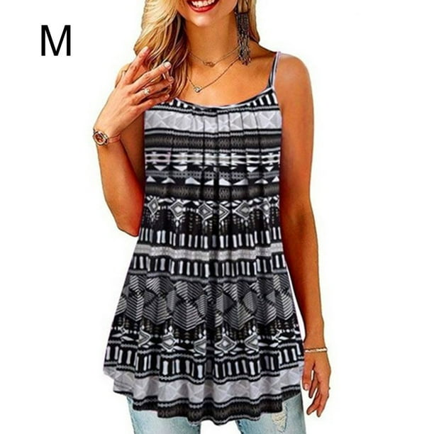 Verano Tops Correa Escote redondo Chaleco Sin mangas Impreso Paño de mujer, Tipo 1, M Methold AP001971-02