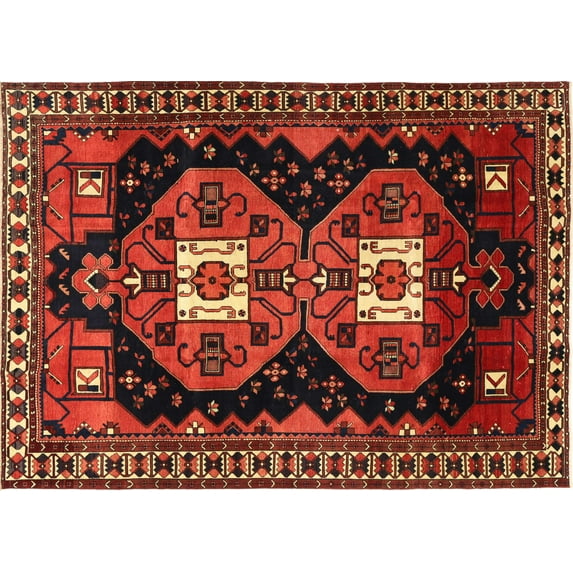 Ahgly Company Machine Washable Indoor Rectangle Traditional Sienna Brown Area Rugs, 7' x 10'