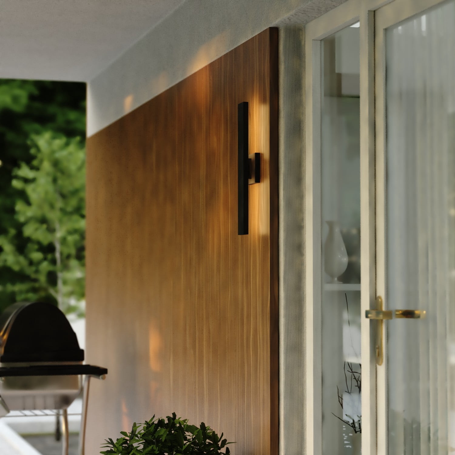 Owen Aluminum 1 Light Backlit Integrated LED Matte Black Indoor Outdoor Wall Light