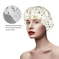 thumbnail image 4 of YFYANG Women's Double Waterproof Shower Cap, Beige Colorful Star Pattern Reusable Hair Cap for All Hair Styles and Head Sizes, 4 of 9