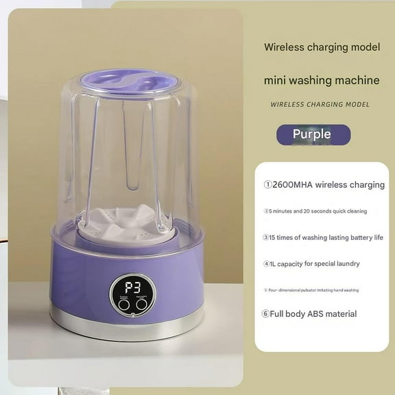 Smart Laundry Cup, Mini Underwear Washing Machine, Wireless Portable Laundry Cup, with LCD Display, for Small Clothes Apartment, Home, Hotel and Camping