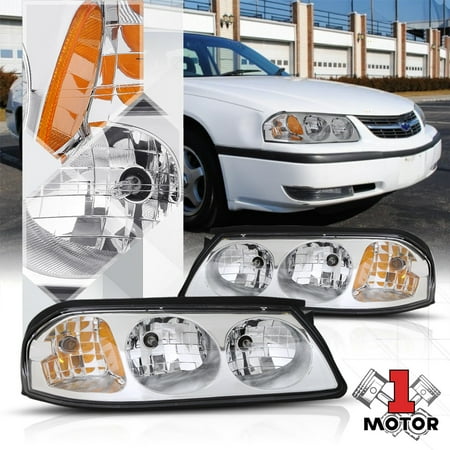 04 Chevy Impala - Chrome Housing Headlight Amber Corner Signal Reflector for 00-05 Chevy Impala 01 02 03 04