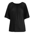 thumbnail image 5 of Horkkom Plus Size Tops for Women Summer Crew Neck Short Sleeve Shirts Casual Loose Solid Color Blouses L, 5 of 6