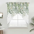 thumbnail image 2 of Swag Valance Curtains for Windows, Sage Green Eucalyptus Leaves Light Filtering Kitchen Curtains, Summer Weeping Floral Botanical Window Treatment Valances for Living Room, 36x36 - 2 PCS, 2 of 9