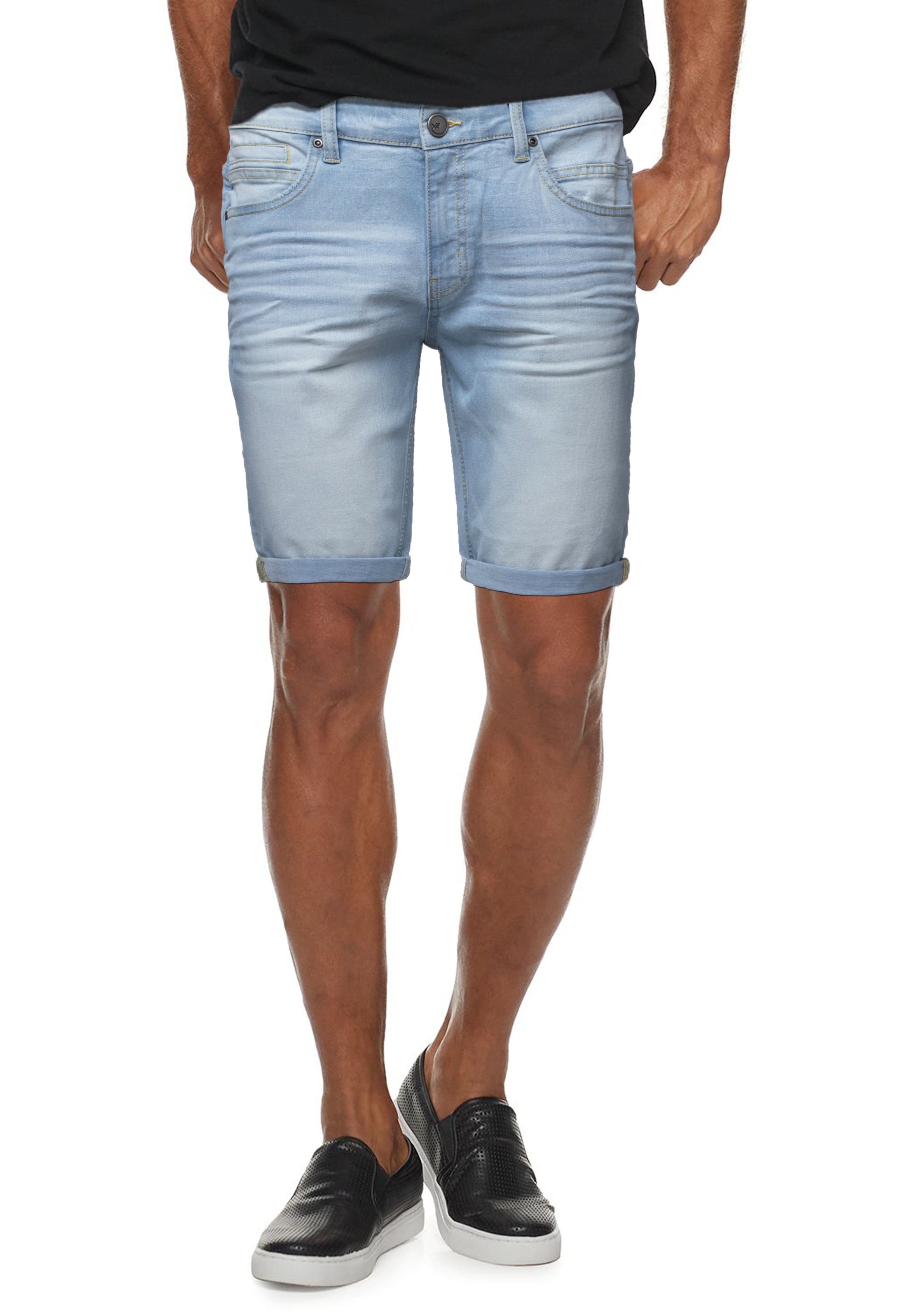 Men's Stretch Casual Denim Shorts Slim Fit Rolled Up Cuff Bermuda Short X RAY Slim Jean Shorts for Men Distressed 