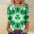 thumbnail image 2 of BLVB St. Patrick's Day T-Shirt for Womens Shamrock Printed 3/4 Sleeve Casual Graphic Tee Tops Cute Crewneck Blouses, 2 of 5