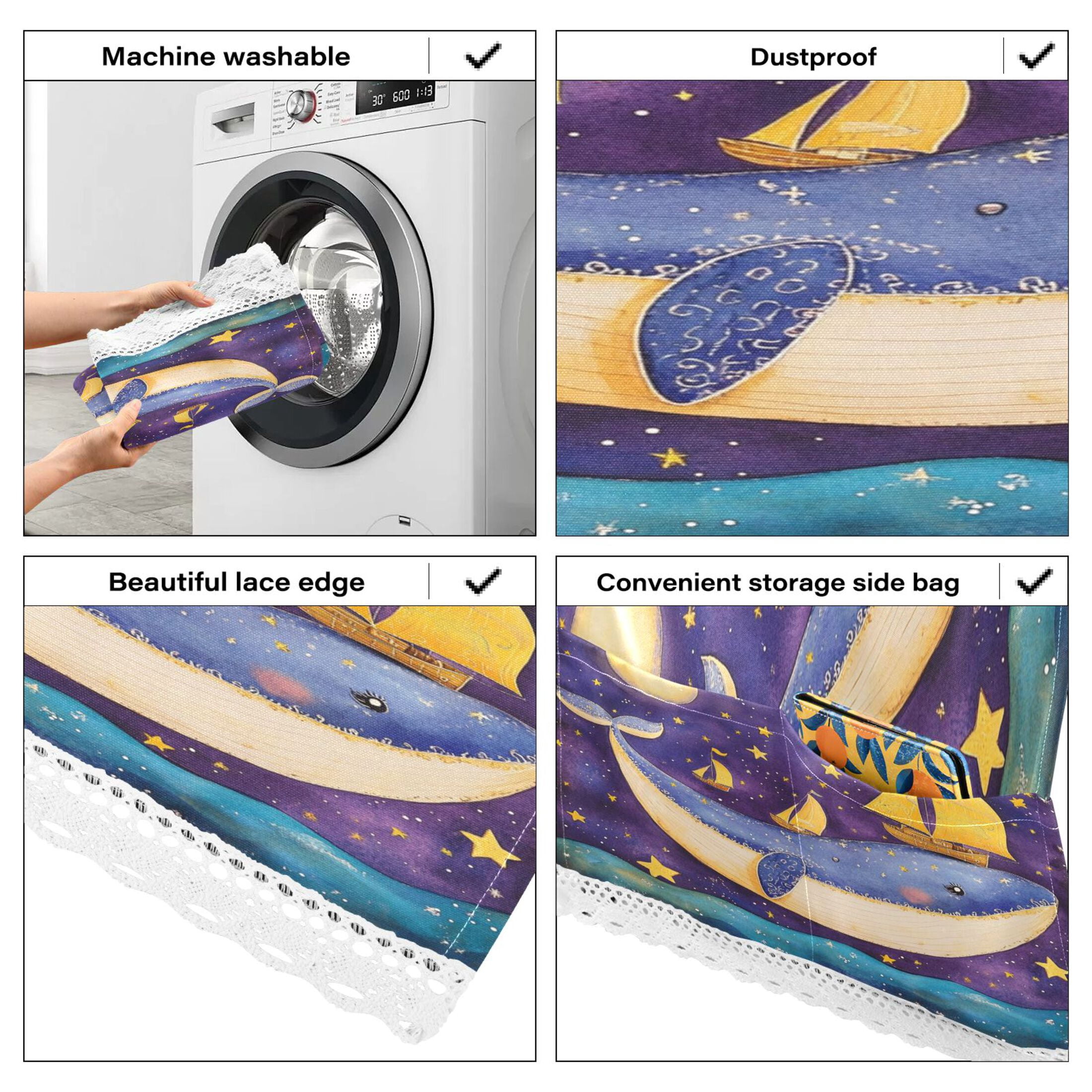 WOBOGO Sailboat Whale Star Pattern Washing Machine Cloth Dryer Refrigerator Top Cover Protective Non-Slip Mat For Kitchen Laundry