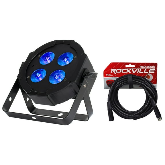 American DJ Eliminator Mega Hex L Par RGBLA UV LED Wash Light Remote DMX Cable