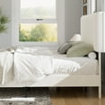 thumbnail image 5 of VECELO King Size Upholstered Bed Frame Black Metal Frame Bed with Adjustable Headboard Wood Slat No Box Spring Needed/Easy Assembly,White, 5 of 11