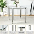 thumbnail image 4 of Modern Round Glass Dining Set for 4, Modern Irregular Stainless Steel Legs and Velvet Cushioned Chairs for Kitchens, Living Rooms, Small Bar, 4 of 9