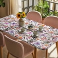 thumbnail image 3 of Watercolor Floral Table Cloths for 5 Foot Rectangle Tables, Spring Flowers Plants Modern Rustic Patio Waterproof Elastic Fitted Tablecloths, Washable Rectangular Table Cover for Camping, 3 of 8