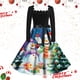 thumbnail image 1 of Vestido Informal Retro Con Cordones y Cuello Cuadrado de Manga Larga Con Estampado Navideño Para Mujer, Otoño E Invierno (1), 1 of 3