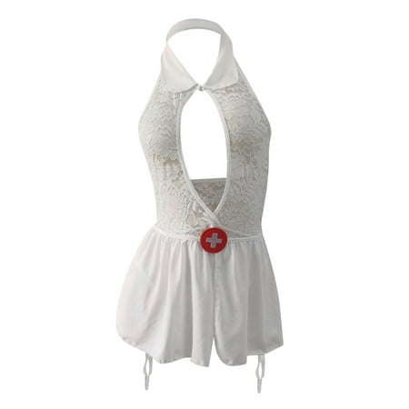 

zuwimk Lingerie For Women Women Lingerie Lace Chemise Eyelash Wedding Brial Lingerie White XL