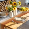 thumbnail image 4 of Burnt Orange Gray Ombre Round 15 Inch Placemats Set of 2, Vintage Farmhouse Wooden HeatResistant Non Slip Place Mats for Dining Table, Wipeable Braided Kitchen Table Mats for Housewarming, 4 of 9