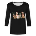 thumbnail image 5 of Elvqul Shirts for Women Plus Size Tops Christmas Funny Crew Neck 3/4 Sleeve Pullover Black Ladies Shirts Graphic, 5 of 5