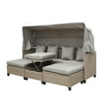 thumbnail image 5 of EUROCO 4PCS Rattan Sectional Sofa Set Rattan Daybed,Outdoor Conversation Set,All-Weather Wicker with  Retractable Canopy and Water Resistant Cushion,Furniture Couch Set for Patio,500LBS Per Seat, 5 of 7