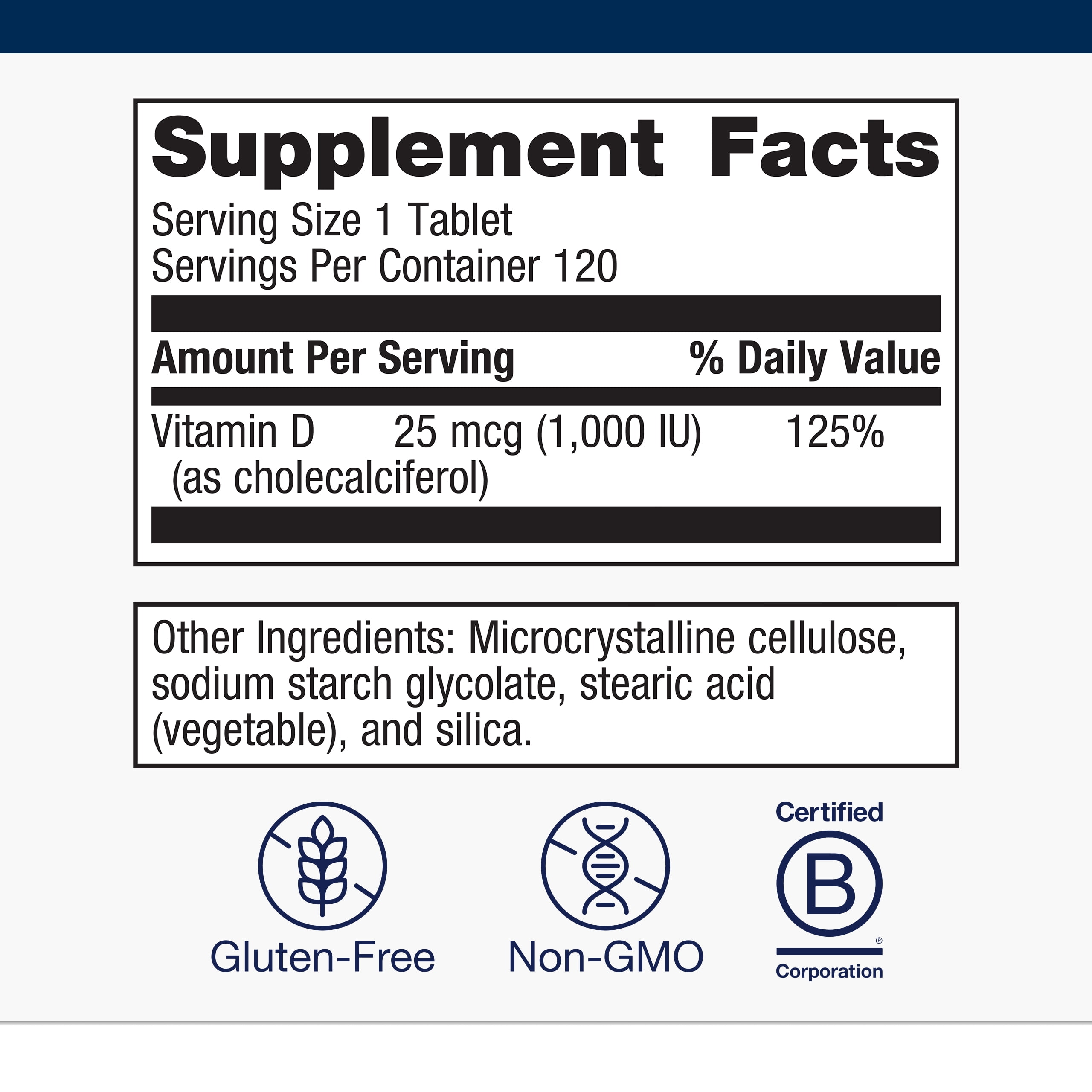 Metagenics Vitamin D3 1000 - Vitamin D Supplement - Bone Density & Immune Support* - Tooth Integrity* - Non-GMO & Gluten Free - 120 Tablets