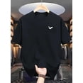 thumbnail image 2 of 1 Pce T-Shirt de Sport Décontracté pour Hommes avec Imprimé Géométrique Aigle, Col Rond, Tissu en Polyester Tricoté, Légèrement Extensible, Coupe Régulière pour l'Été - Haut de Golf et de Course à la Mode pour Adulte, Homme, Femme, Adolescent, 2 of 7