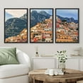 thumbnail image 2 of PixonSign Framed Canvas Print Wall Art Set Mountain Range Italy Lake Cuomo City Urban Architecture Photography Realism Scenic Landscape Decorative Colorful Multicolor for Bedroom - 24"x36"x3 Black, 2 of 5