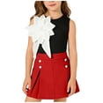 thumbnail image 2 of ITSAME Girls Outfits 2-Piece, Big Flower Sleeveless Tops and Skorts Summer Fashion Dressy Clothes Red Size 4-5, 2 of 8
